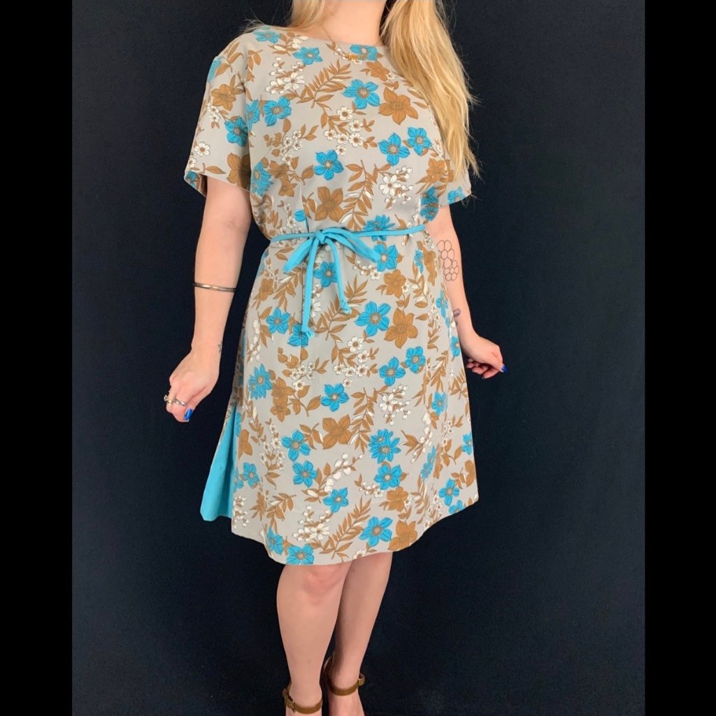 60s Glenbrooke Floral Tie Waist Shift Dress